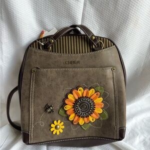 Chala Tan Backpack with Sunflower and Bee Accents
